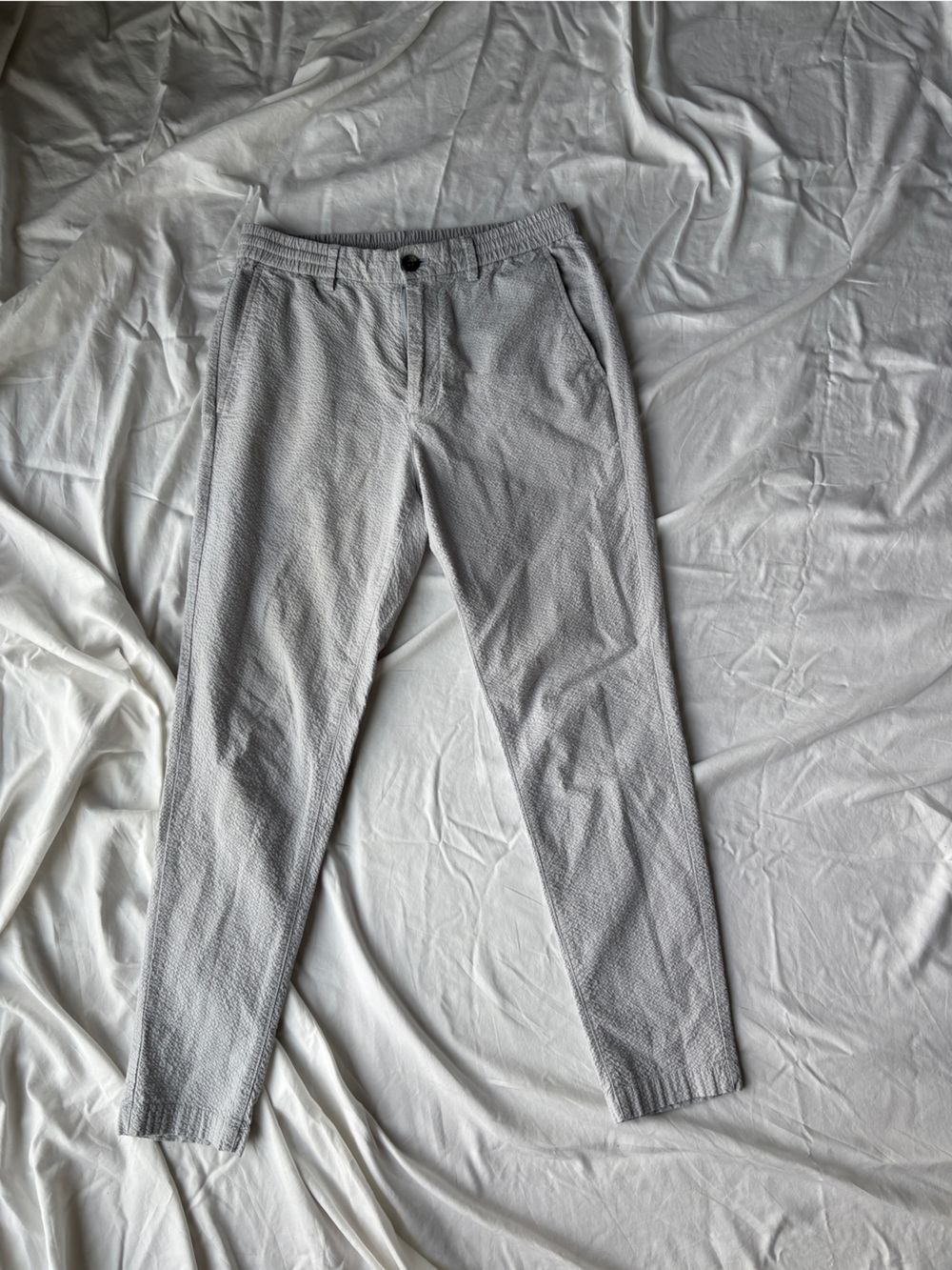 Light Gray Textured High-Waist Leggings